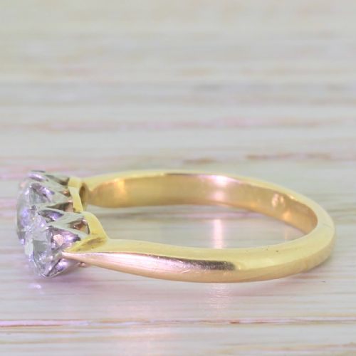 fig 2. Art Deco 1.30 Carat Old Cut Diamond Trilogy Ring, circa 1935