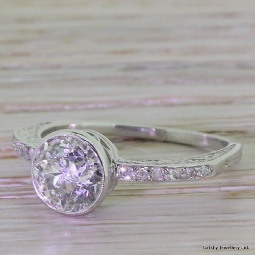 Edwardian 1.51 Carat Old Cut Diamond "Filigree" Engagement Ring, Circa 1910
