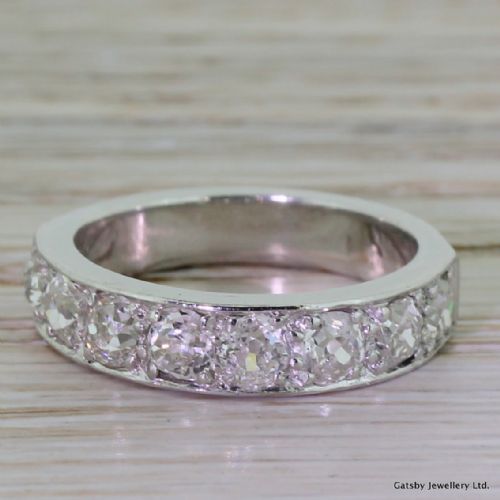 Art Deco 1.60 Carat Old Cut Diamond Half Circle Band Ring, Circa 1935
