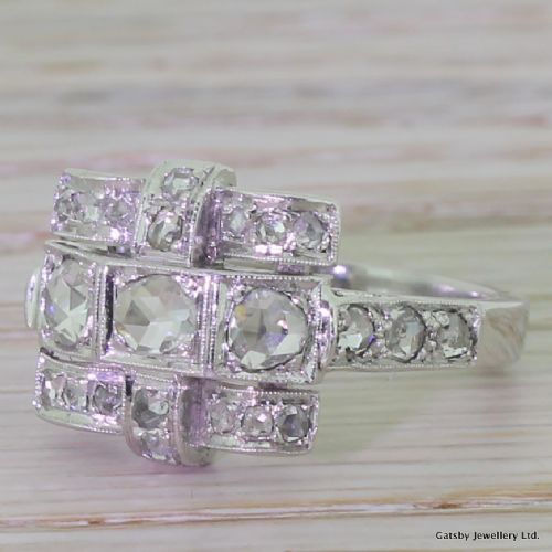 Art Deco 0.70 Carat Rose Cut Diamond Cluster Ring, Circa 1935
