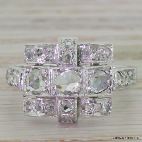 fig 1. Art Deco 0.70 Carat Rose Cut Diamond Cluster Ring, circa 1935