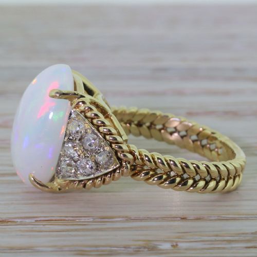 fig 2. Art Deco 4.00 Carat Opal & Old Cut Diamond Ring, circa 1940