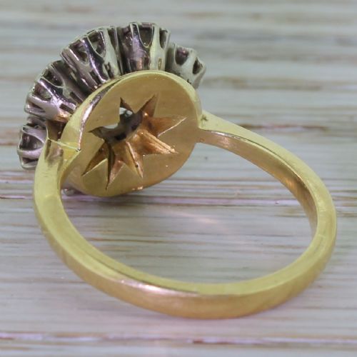 fig 3. Georgian 1.32 Carat Natural Cognac Rose Cut Diamond Cluster Ring, circa 1810