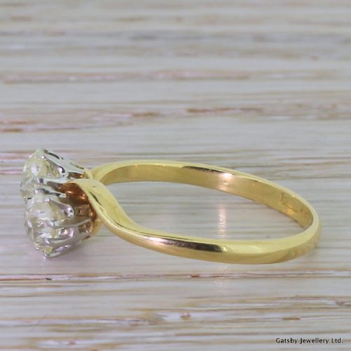 fig 2. Edwardian 1.10 Carat Old Oval Cut Diamond Crossover Ring, circa 1910