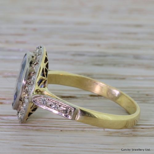 fig 2. Art Deco 3.50 Carat Sapphire & 0.65 Carat Old Cut Diamond Ring, circa 1930