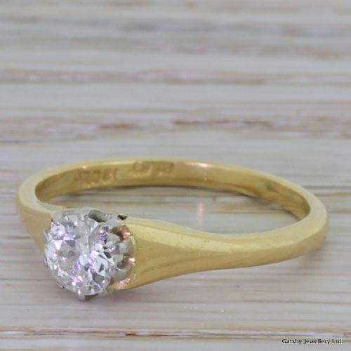 Art Deco 0.50 Carat Old European Cut Diamond Engagement Ring, Circa 1940
