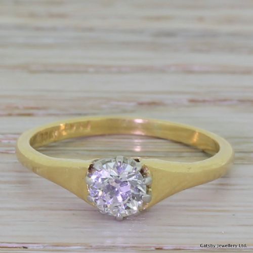 fig 1. Art Deco 0.50 Carat Old European Cut Diamond Engagement Ring, circa 1940