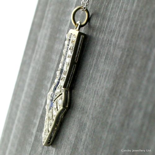 fig 2. Art Deco 0.60 Carat Rose Cut Diamond & 0.25 Carat Sapphire Pendant, circa 1915