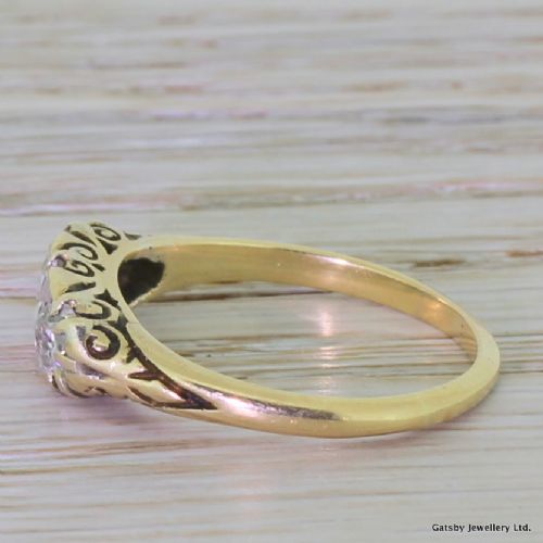 fig 2. Victorian 1.00 Carat Old Cut Diamond Trilogy Ring, circa 1900