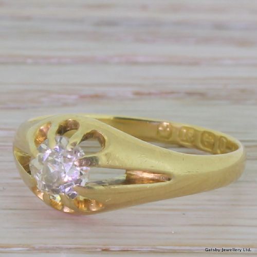 Victorian 0.65 Carat Old Cut Diamond Ring, Birmingham, Dated 1888
