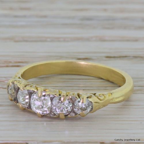 Victorian 1.00 Carat Old Cut Diamond Five Stone Ring, Circa 1900
