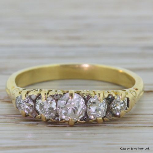fig 1. Victorian 1.00 Carat Old Cut Diamond Five Stone Ring, circa 1900