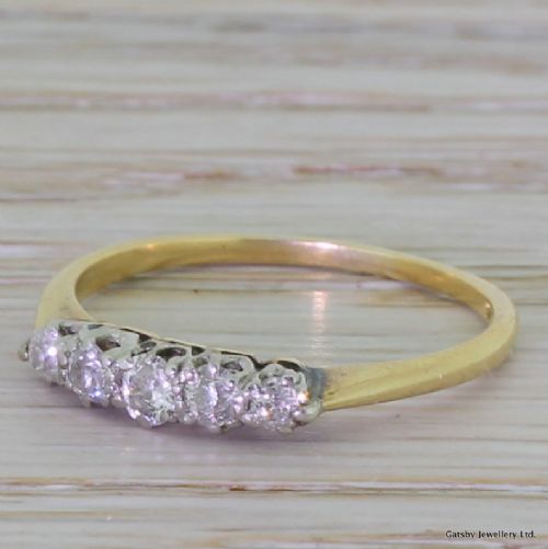 Art Deco 0.35 Carat Old Cut Diamond Five Stone Ring, Circa 1925
