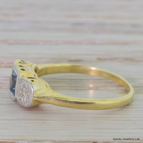 fig 2. Art Deco 0.30 Carat French Cut Sapphire & Diamond Trilogy, circa 1920
