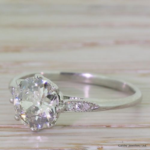 Art Deco 1.17 Carat Old European Cut Diamond Engagement Ring, Circa 1935
