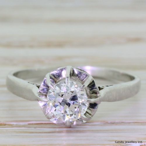fig 1. Art Deco 0.70 Carat Old European Cut Diamond Engagement Ring, French, circa 1930
