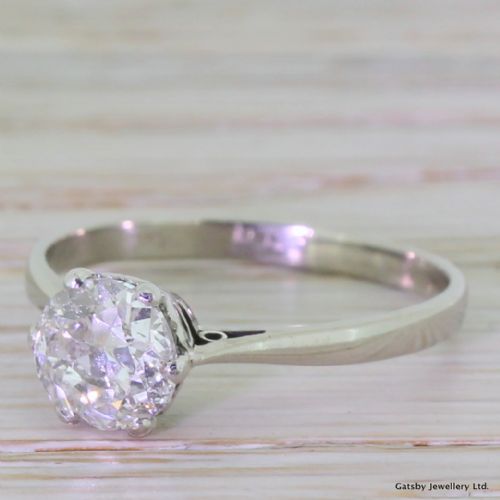 Art Deco 1.14 Carat Old European Cut Diamond Engagement Ring, Circa 1935
