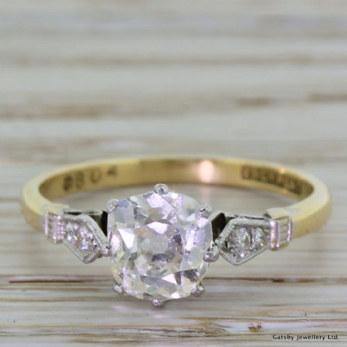 fig 1. Art Deco 1.07 Carat Old Mine Cut Diamond Engagement Ring, circa 1920
