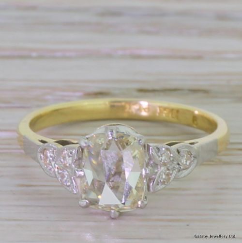 fig 1. Art Deco 1.03 Carat Rose Cut Diamond Engagement Ring, circa 1925
