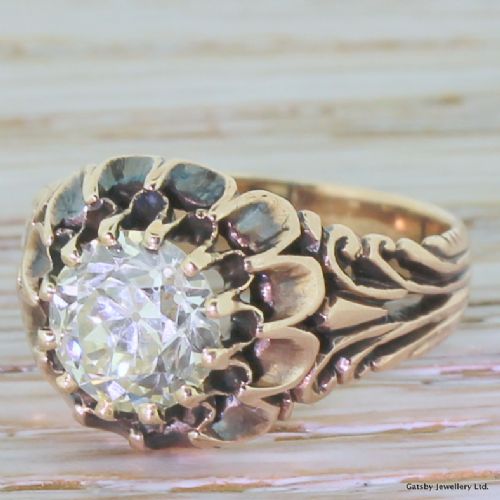 Early Victorian 1.50 Carat Old Cut Diamond Engagement Ring, Circa 1850
