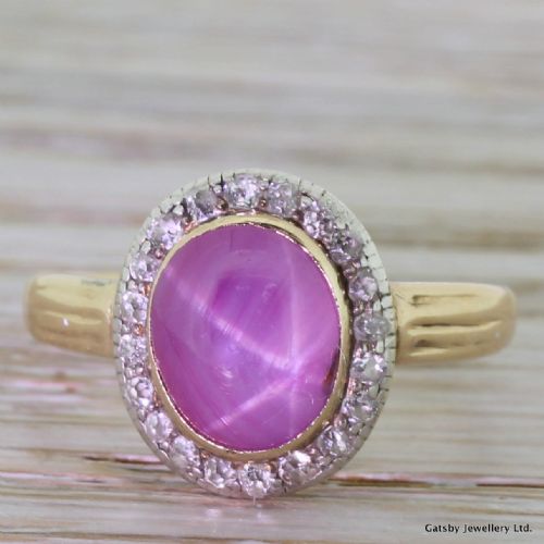 fig 1. Victorian 4.00 Carat Star Ruby & Old Cut Diamond Cluster Ring, circa 1880
