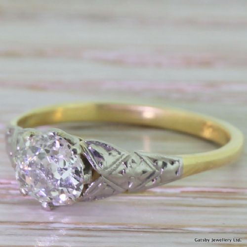 Art Deco 0.72 Carat Old Cut Diamond Engagement Ring, Circa 1920
