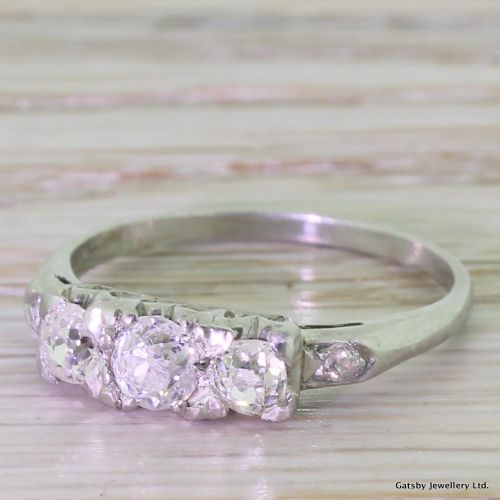 Art Deco 0.55 Carat Old Cut Diamond Trilogy Ring, Circa 1925
