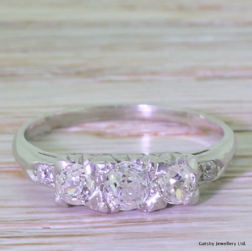 fig 1. Art Deco 0.55 Carat Old Cut Diamond Trilogy Ring, circa 1925
