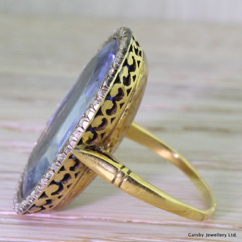 fig 2. Georgian 25.30 Carat Natural Ceylon Sapphire & Diamond Ring, circa 1800
