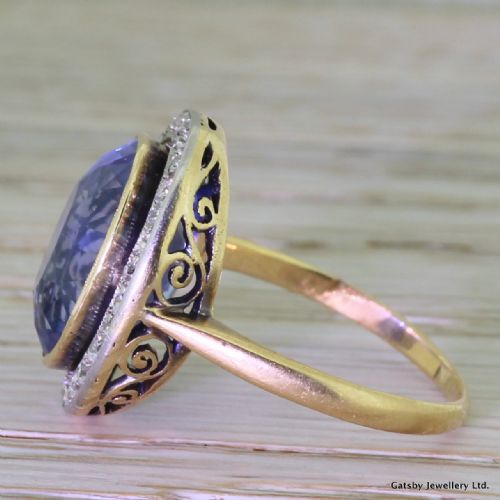 fig 2. Art Deco 8.80 Carat Ceylon Sapphire & Old Cut Diamond Ring, circa 1920
