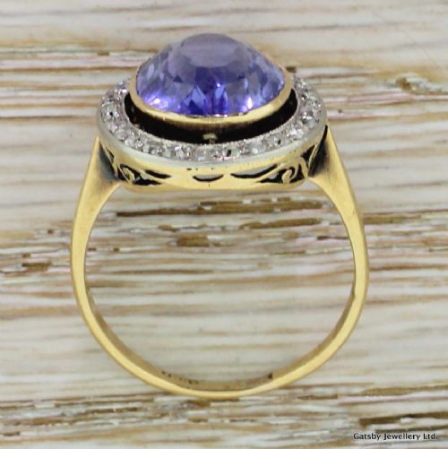 fig 3. Art Deco 8.80 Carat Ceylon Sapphire & Old Cut Diamond Ring, circa 1920
