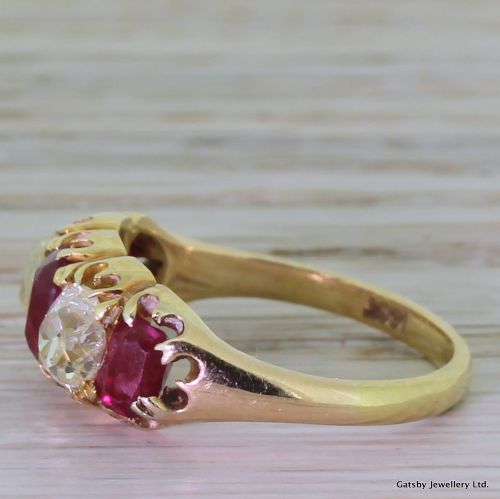 fig 2. Victorian 1.74 Carat Ruby & 1.30 Carat Diamond Five Stone Ring, circa 1850
