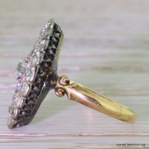 fig 2. Early Victorian 1.20 Carat Old Cut Diamond Navette Ring, circa 1850