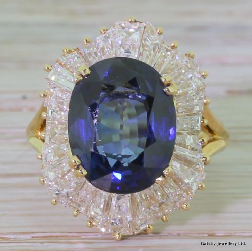 fig 1. Art Deco Sapphire & Baguette Cut Diamond Cluster Ring, French, circa 1935