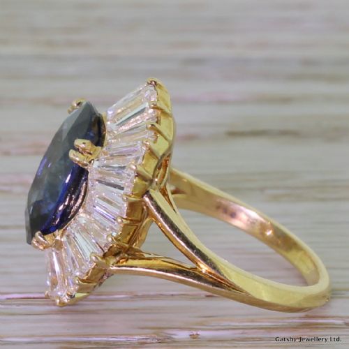 fig 2. Art Deco Sapphire & Baguette Cut Diamond Cluster Ring, French, circa 1935