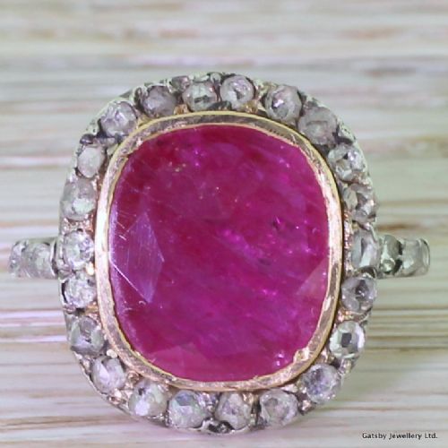 fig 1. Victorian 4.00 Carat Ruby & Rose Cut Diamond Cluster Ring, circa 1870
