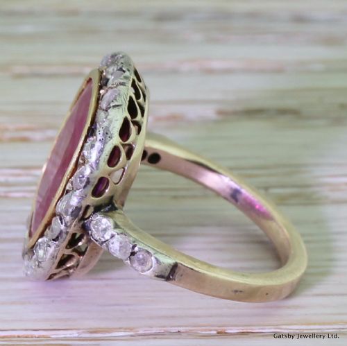 fig 2. Victorian 4.00 Carat Ruby & Rose Cut Diamond Cluster Ring, circa 1870

