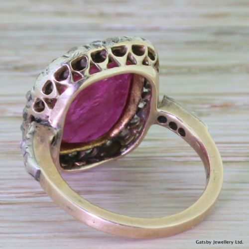 fig 3. Victorian 4.00 Carat Ruby & Rose Cut Diamond Cluster Ring, circa 1870
