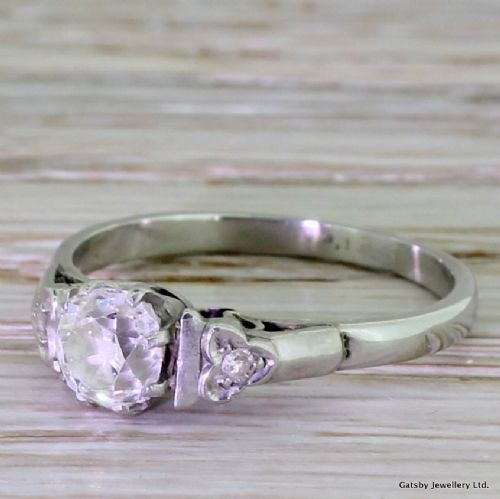 Art Deco 0.65 Carat Old Cut Diamond "Clover" Engagement Ring, Circa 1920
