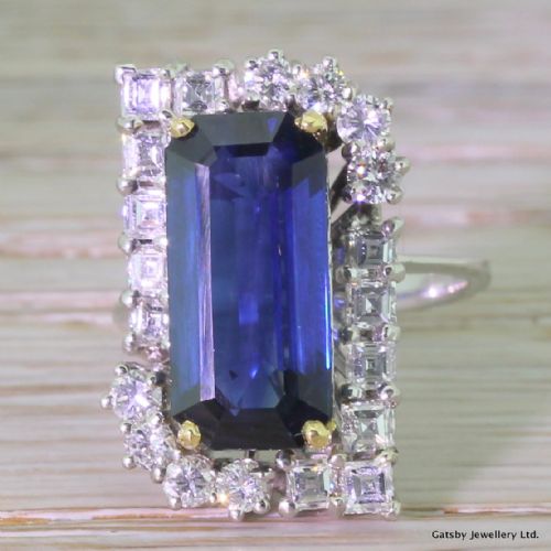 fig 1. Mid Century 5.96 Carat Sapphire & 1.36 Carat Diamond Ring, French, circa 1950
