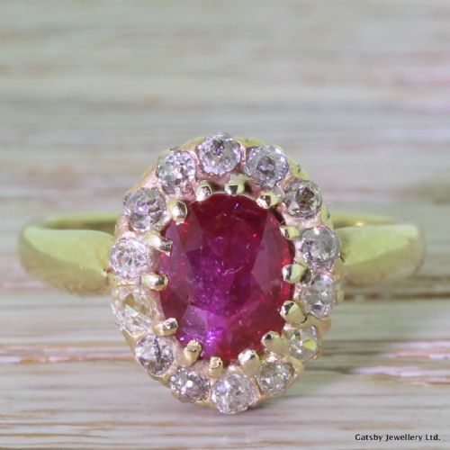 fig 1. Victorian 1.25 Carat Ruby & 0.45 Carat Old Cut Diamond Cluster Ring, circa 1900
