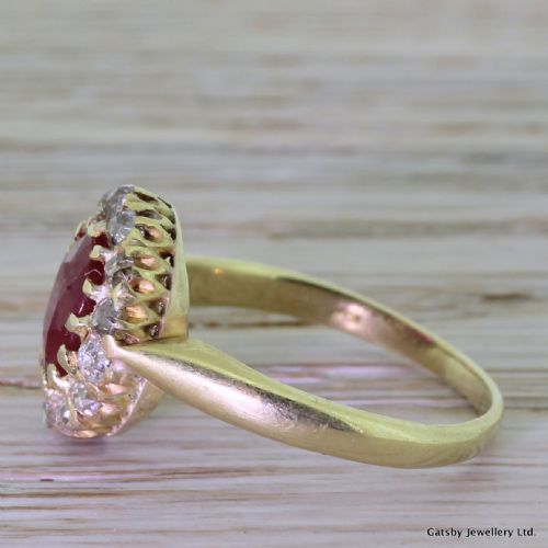 fig 2. Victorian 1.25 Carat Ruby & 0.45 Carat Old Cut Diamond Cluster Ring, circa 1900
