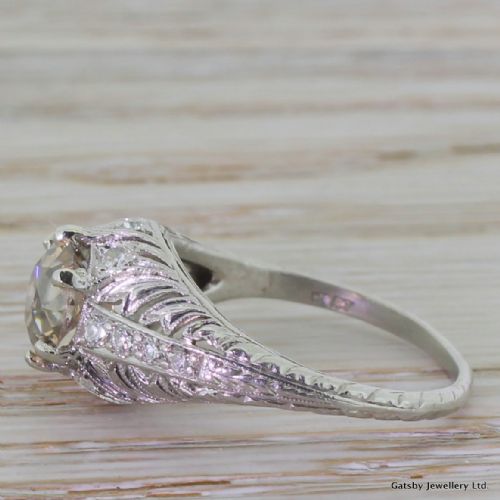 fig 2. Art Deco 1.59 Carat Fancy Orangy Cognac Old Cut Diamond Engagement Ring, circa 1935
