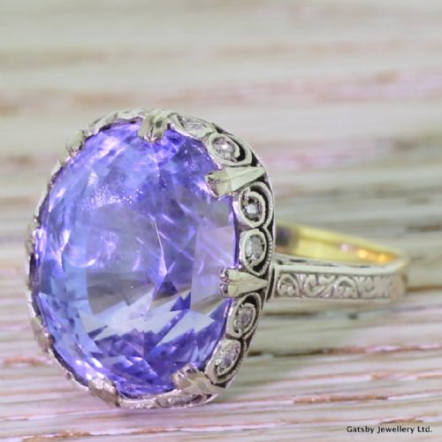 Edwardian 15.79 Carat Natural Ceylon Sapphire Ring, Circa 1910

