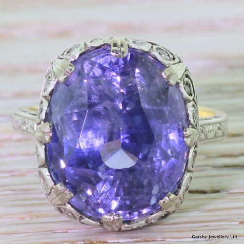 fig 1. Edwardian 15.79 Carat Natural Ceylon Sapphire Ring, circa 1910