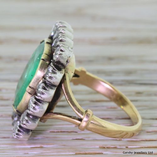 fig 2. Victorian 6.50 Carat Emerald & 2.70 Carat Old Cut Diamond Ring, circa 1870