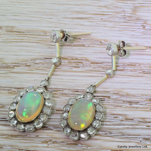 fig 1. Edwardian Opal & Diamond Drop Earrings, circa 1910
