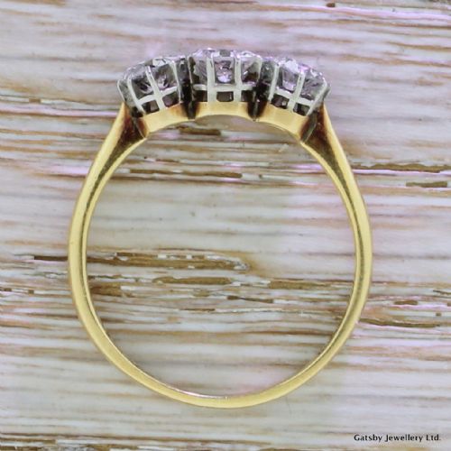 fig 3. Art Deco 1.30 Carat Old Cut Diamond Trilogy Ring, circa 1940