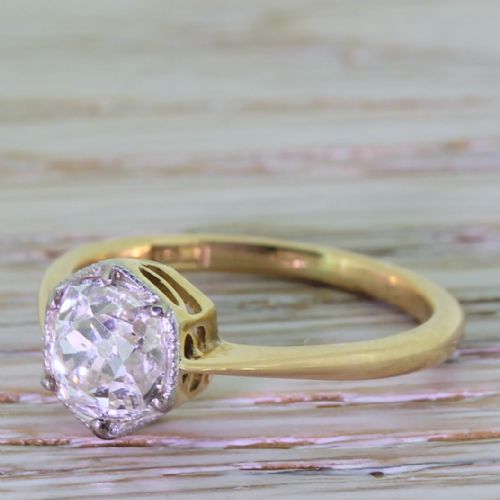 Art Deco 1.47 Carat Old Cut Diamond "Hexagonal" Engagement Ring, Circa 1920
