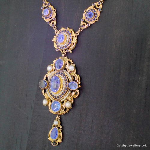 Austro Hungarian Natural Sapphire & Pearl Necklace, Circa 1910
